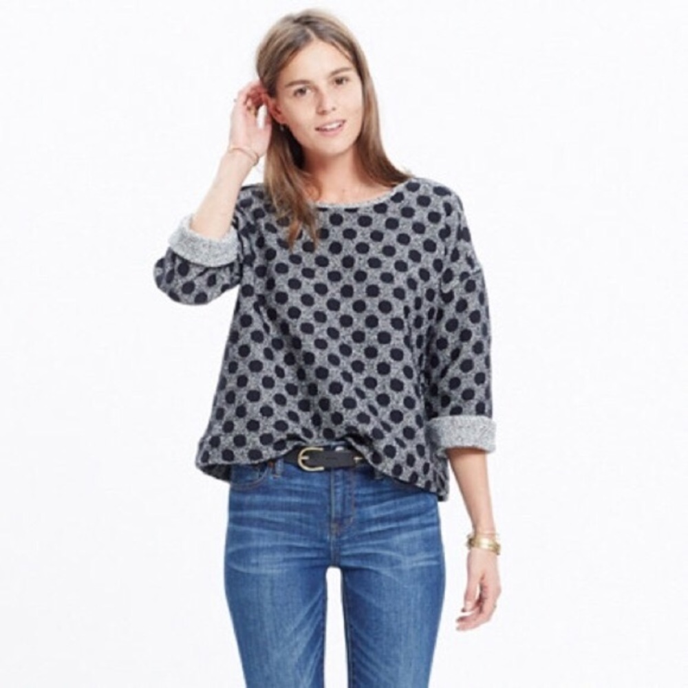 Madewell Black Reversible Marled Dot Top